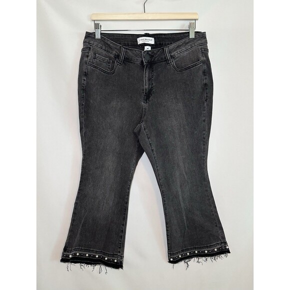 Lane‎ Bryant Black Kick Boot Pearl Mid Rise Super Stretch Jeans Women 14 PETITE - Picture 1 of 12